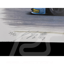 Porsche 908/3 n° 5 2nd 12h Silverstone 1980 Gulf original drawing Sébastien Sauvadet with Signature Jürgen Barth