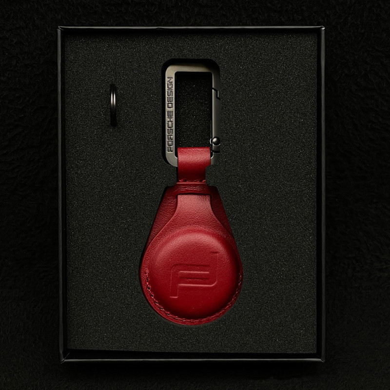 Porte-clés Porsche Design Ovale Cuir Rouge Carmine - Accessoire Homme Élégant
