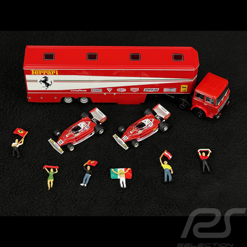 Ferrari 312 T2 F1 1977 Set + Ferrari Renntransport mit 6 Figuren 1/87 Berkina BRE58575