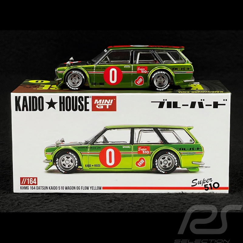 Datsun Kaido 510 Wagon 1969 OG Flo Yellow 1/64 Mini GT KHMG164