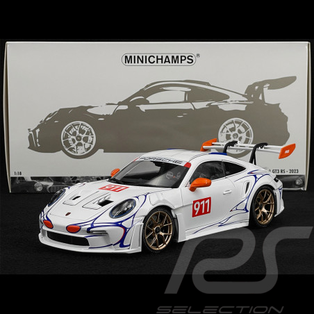 Porsche 911 GT3 RS Type 992 n° 911 2023 White / Orange Decor 1/18 Minichamps 110062041