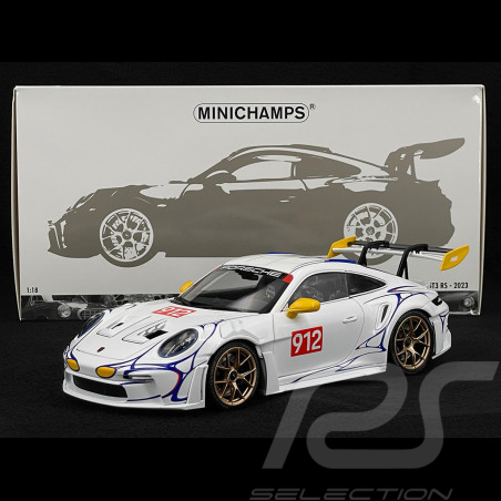 Porsche 911 GT3 RS Type 992 n° 911 2023 White / Yellow Decor 1/18 Minichamps 110062042