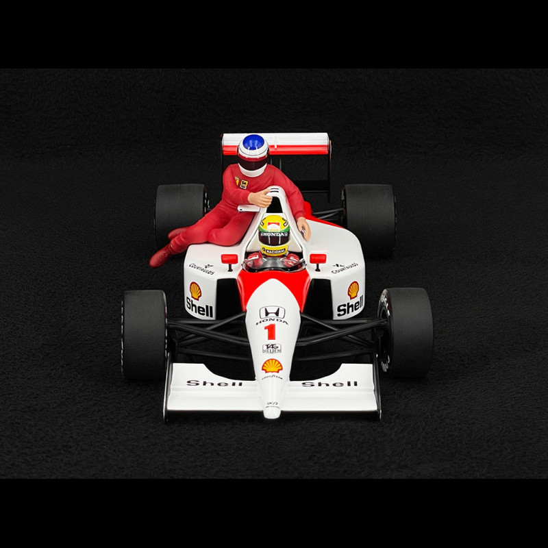 Modellino Auto Minichamps 1/18 McLaren Honda MP4/6 Mexican GP 1991 #1 A. Senna with Alesi minifigure | Motorsport Maranello