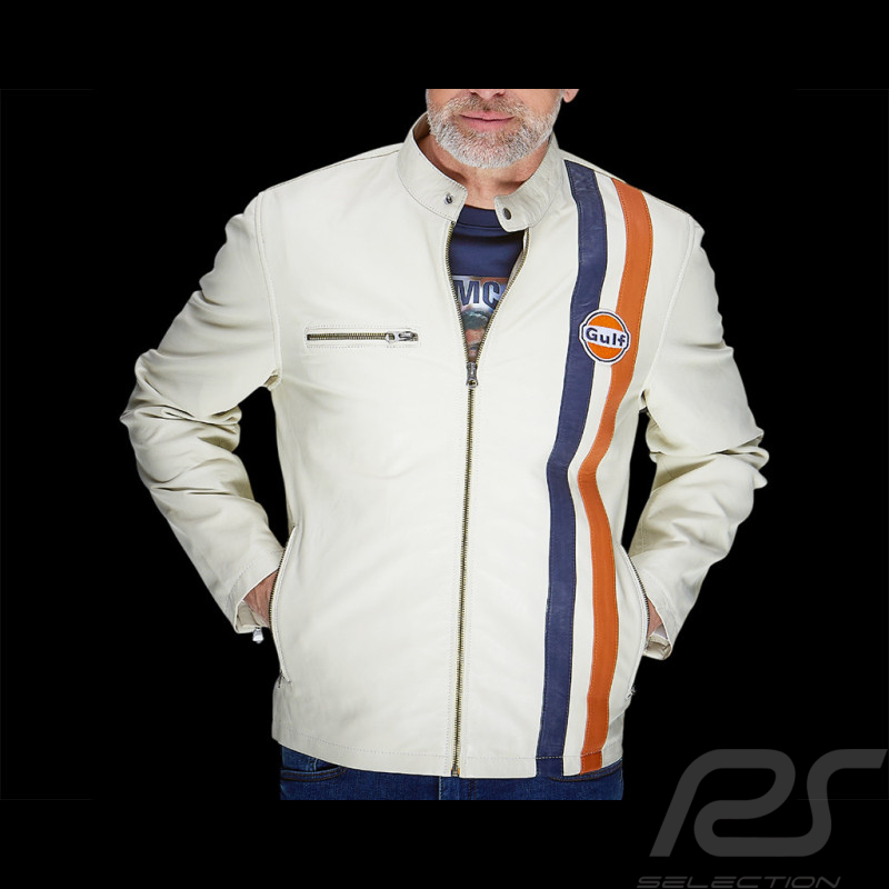 Gulf Leather Jacket Roadmaster Light Beige GU252JAM05-001