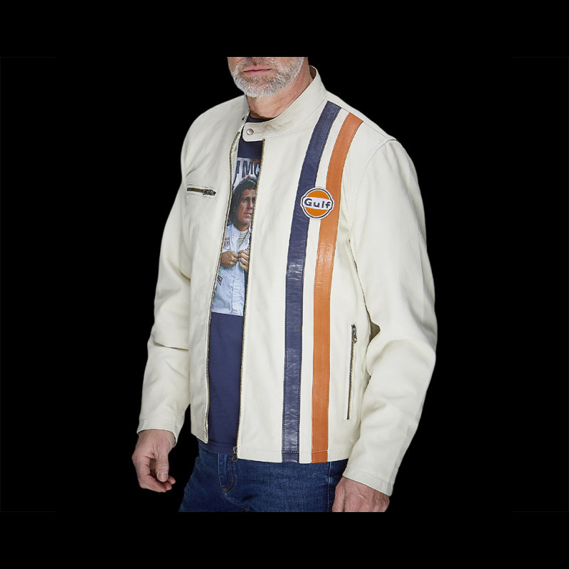 Gulf Leather Jacket Roadmaster Light Beige GU252JAM05-001