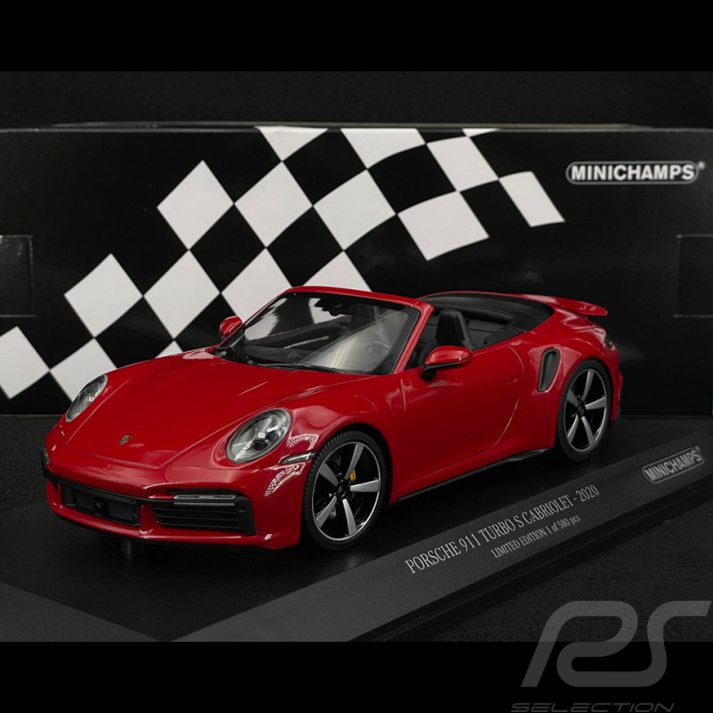 Porsche 911 Turbo S Cabriolet Typ 992 2020 Karminrot 1/18 Minichamps 155069084