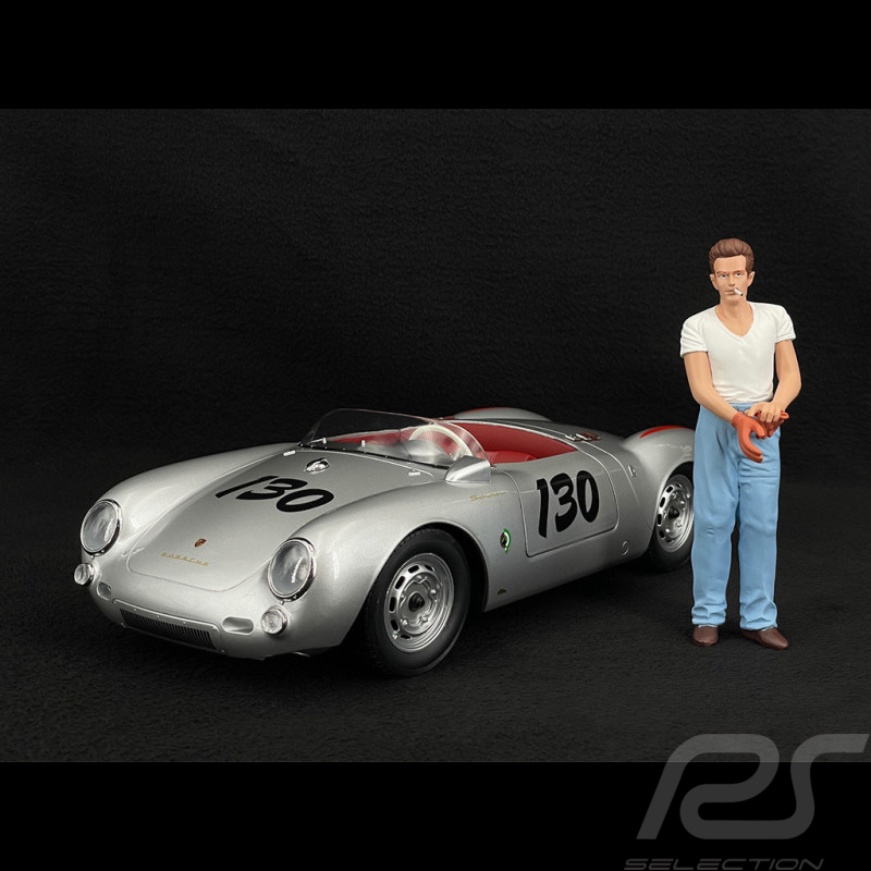 Duo Porsche 550 A Spyder n° 130 Little Bastard 1956 + James Dean Figurine 1/12 KK Scale