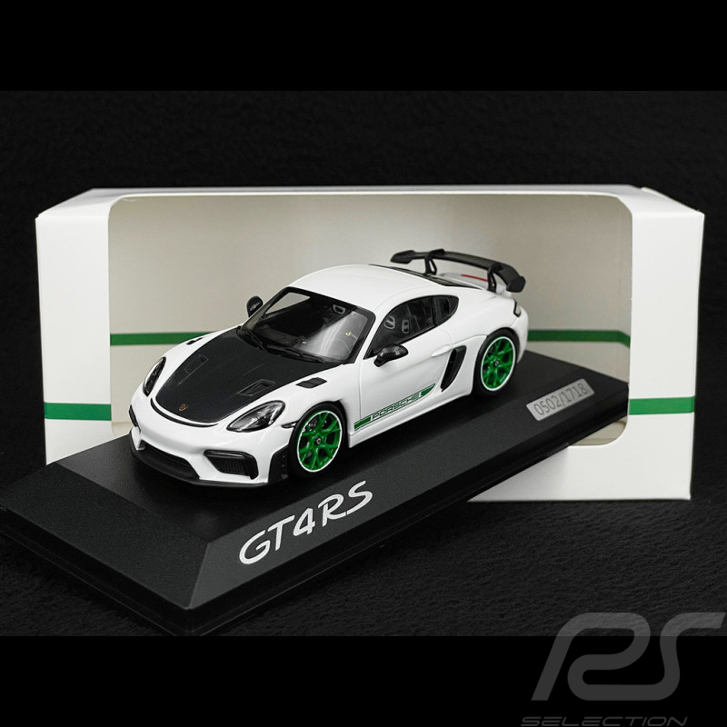 Porsche 718 Cayman GT4 RS Type 982 Tribute Pack Weissach 2023 Blanc / Bandes Vertes 1/43 Minichamps WAP0206010TCAY