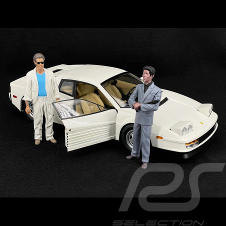 Trio Ferrari Testarossa Monospecchio 1984 Blanc + Figurines Sunny Et Rico Miami Vice 1/12 KK Scale