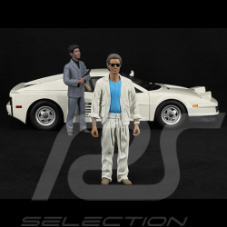 Trio Ferrari Testarossa Monospecchio 1984 White + Sunny And Rico Figures Miami Vice 1/12 KK Scale