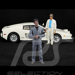 Trio Ferrari Testarossa Monospecchio 1984 White + Sunny And Rico Figures Miami Vice 1/12 KK Scale