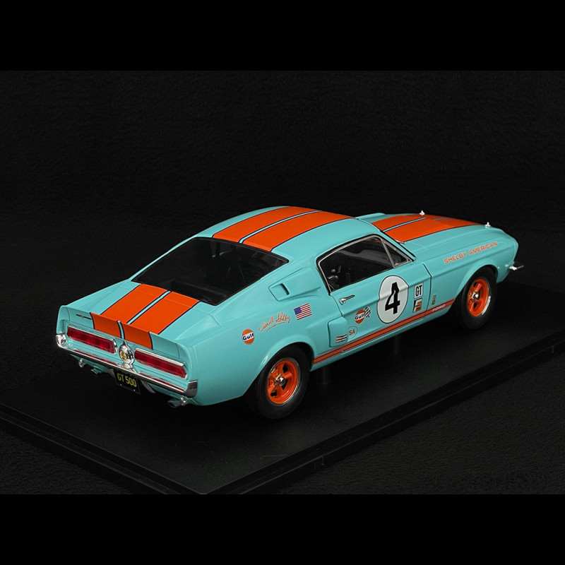 Horloge Publicitaire Ford Mustang Shelby - Voiture Miniature Blanche Rallye 20x30 Cm