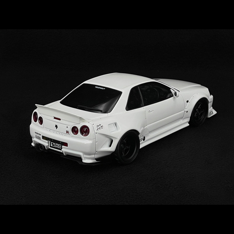 Miniature Ignition Model 1/18 - Nissan Skyline GTR R34 R-Tune - Blanche - État Neuf