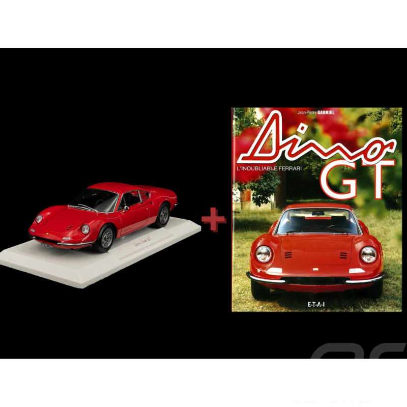 Set von 2 Ferrari Dino 246 GT 1968 Rot 1/18 Norev + Buch Dino GT - L'Inoubliable Ferrari