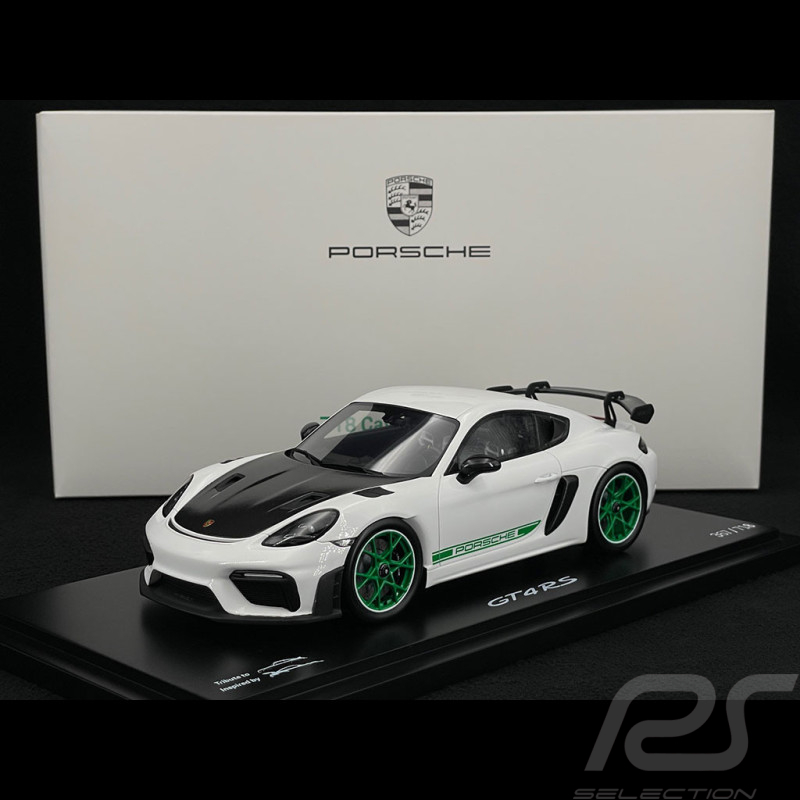 Porsche 718 Cayman GT4 RS Type 982 2021 Blanc / Bandes Vertes 1/18 Spark WAP0214130SCAY
