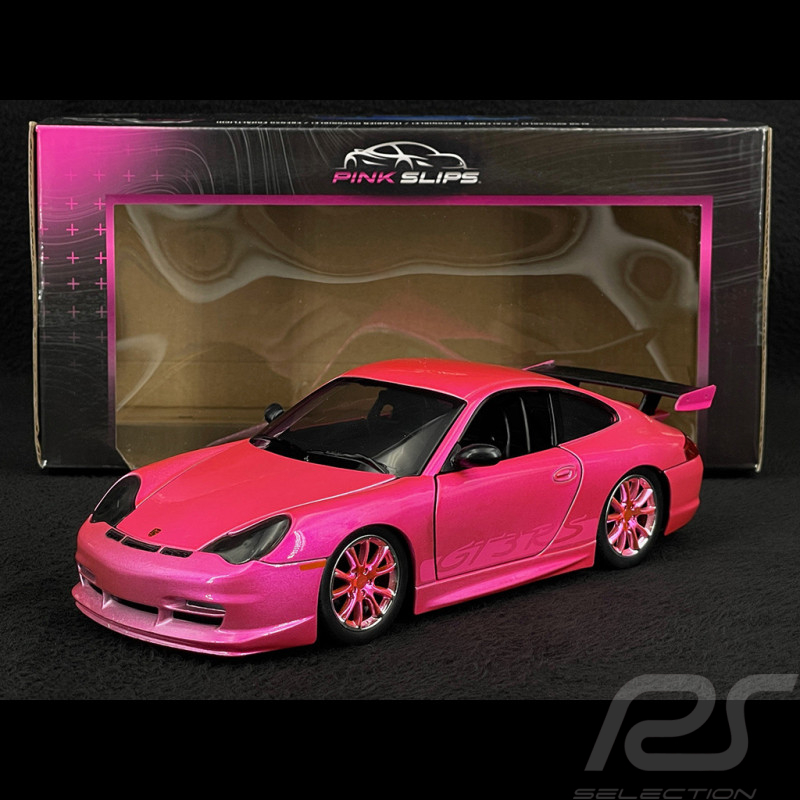 Porsche 911 GT3 RS Typ 996 2003 Metallisch Fluoreszierendes Rot Pink Slips 1/24 Jada Toys 34847