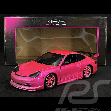 Porsche 911 GT3 RS Typ 996 2003 Metallisch Fluoreszierendes Rot Pink Slips 1/24 Jada Toys 34847