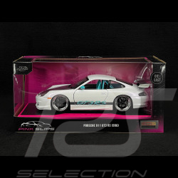 Porsche 911 GT3 RS Type 996 2003 Starlight Pearl White Pink Slips 1/24 Jada Toys 35982