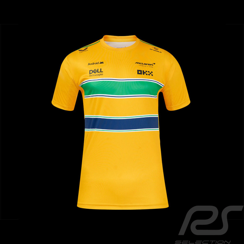 McLaren T-Shirt F1 Team Ayrton Senna Monaco Yellow TM10678 - Men's