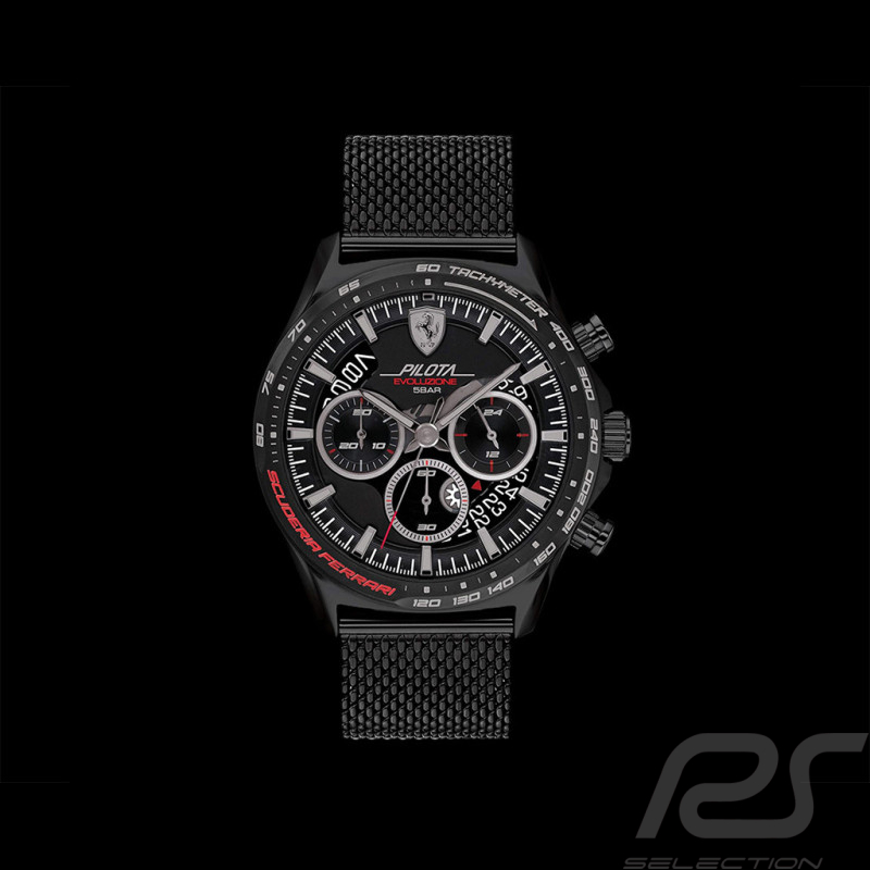 Montre Ferrari Pilota Evo Chronographe Bracelet Maille Noir FE-083-0827