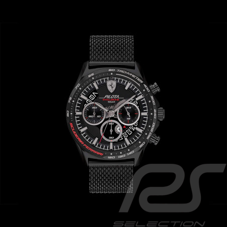 Ferrari Watch Pilota Evo Chronograph Black Mesh Bracelet FE-083-0827