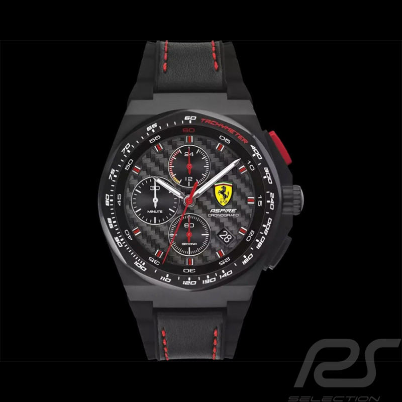 Ferrari Uhr Aspire Chronograph Schwarzem Lederarmband FE-083-0792