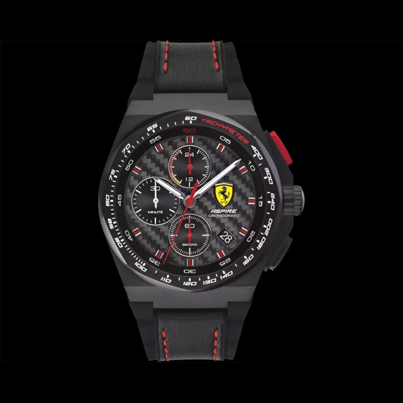 Ferrari クロノグラフ 腕時計 Ferrari Watch Aspire Chronograph Black Leather Strap FE-083-0792