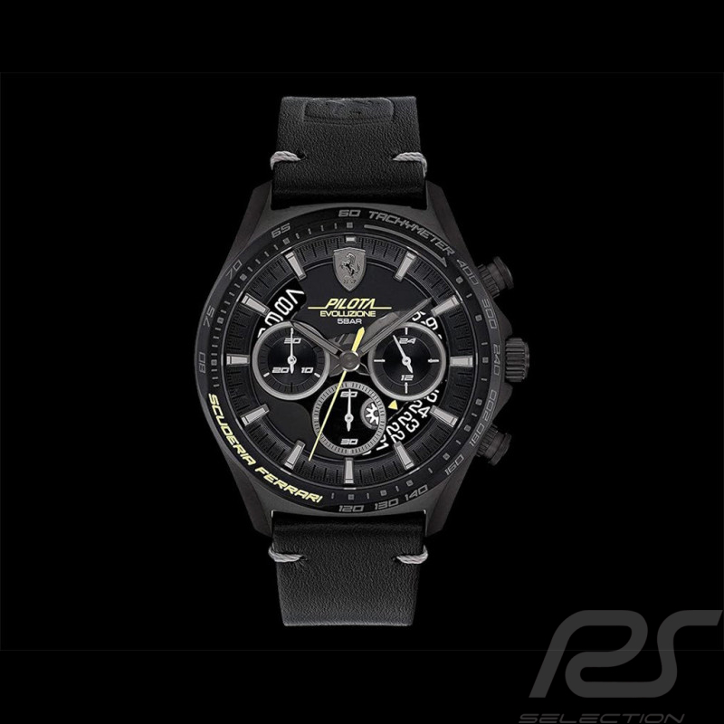 Ferrari Uhr Pilota Evo Chronograph Schwarzem Lederarmband FE-083-0823