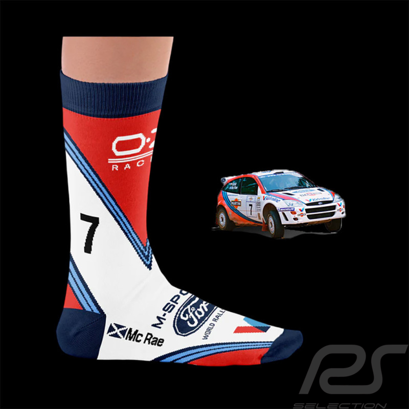 Chaussettes Inspiration Colin McRae Ford Focus WRC M-Sport / Bleu / Blanc / Rouge - Mixte - Pointure 41/46