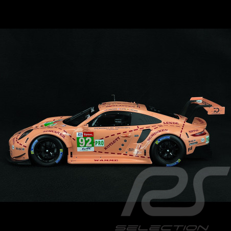 Porsche 911 RSR Typ 991 n° 92 "Rosa Schwein" Sieger 24h Le Mans 2018 1/12 Ixo LEGT12003