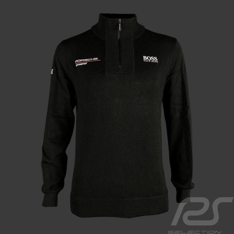 Porsche Pullover Motorsport BOSS Schwarz Knitted quarter-zip sweater WAP121PMSR - herren