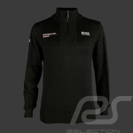 Porsche Pullover Motorsport BOSS Black Knitted quarter-zip sweater WAP121PMSR - men
