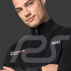 Pull Porsche Motorsport BOSS en Maille demi-zip Noir WAP121PMSR - homme