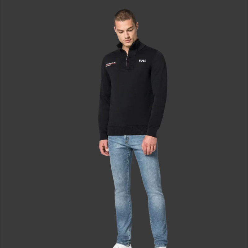 Fuel For Fan Porsche Motorsport 1/4 Zip Maglia Maglione Nero (S