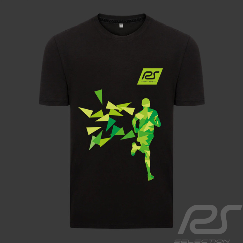 T-shirt de Sport RS Action "100 Km Autour du Lac avec Audrey" Produit Vendu au Profit d'Enfants en Souffrance Noir / Vert
