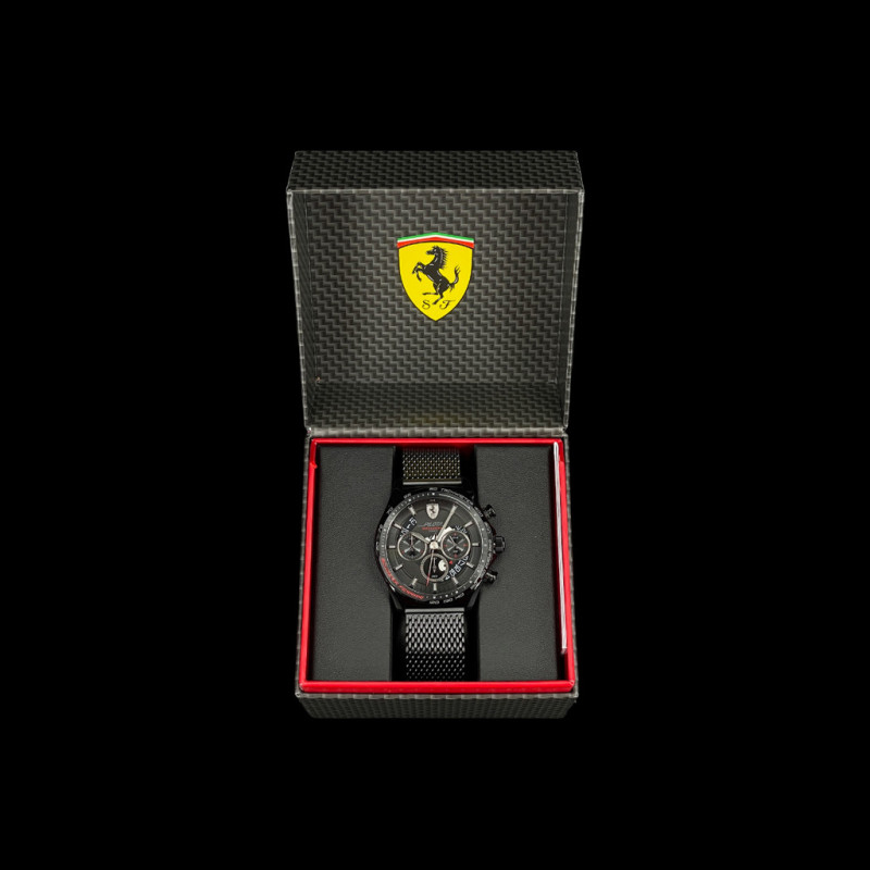 Ferrari Watch Pilota Evo Chronograph Black Mesh Bracelet FE-083-0827