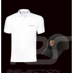 Duo Polo Porsche Classic Blanc + Casquette Porsche Ecusson Noir