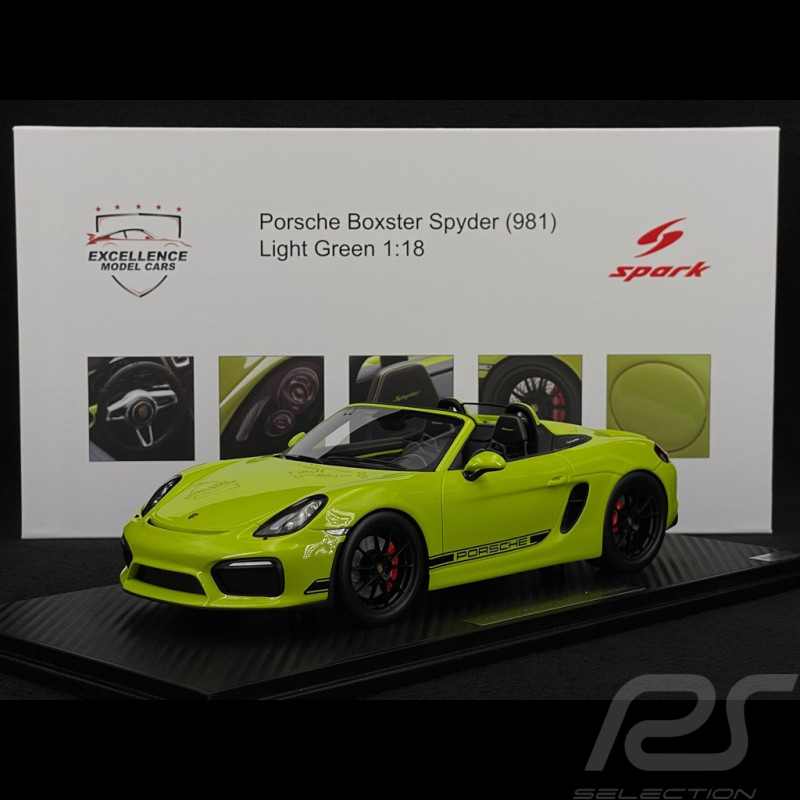 Porsche Boxster Spyder Type 981 "Kiwi" 2016 RS Selection x Spark Vert Lumière 1/18 Spark 18RSF007