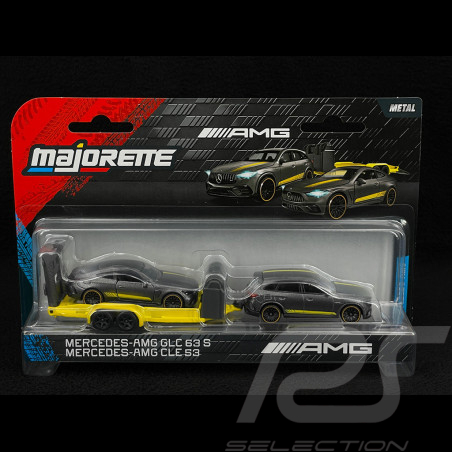 Coffret Mercedes-AMG GLC 63 S + Mercedes-AMG CLE 53 Sur Remorque Gris / Jaune 1/64 Majorette 8502103000