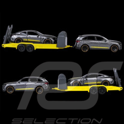 Mercedes-AMG GLC 63 S + Mercedes-AMG CLE 53 Kasten Auf Anhänger Grau / Gelb 1/64 Majorette 8502103000