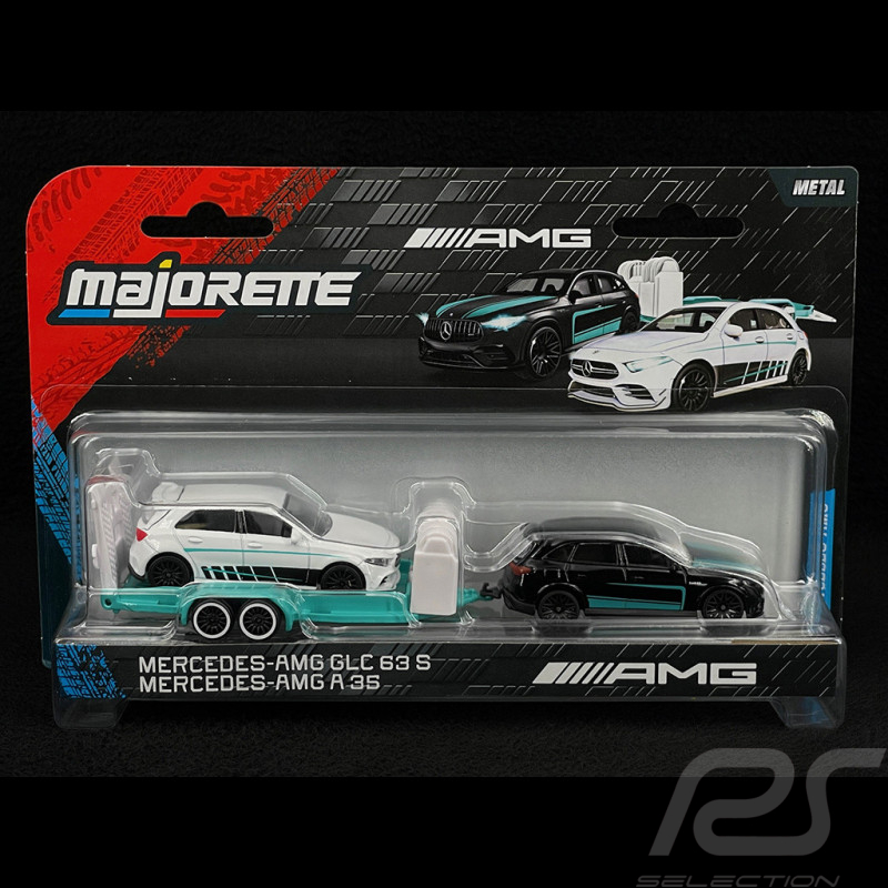 Coffret Mercedes-AMG GLC 63 S + Mercedes-AMG A35 Sur Remorque Noir / Bleu / Blanc 1/64 Majorette 8502103000