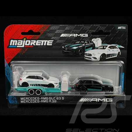 Coffret Mercedes-AMG GLC 63 S + Mercedes-AMG A35 Sur Remorque Noir / Bleu / Blanc 1/64 Majorette 8502103000