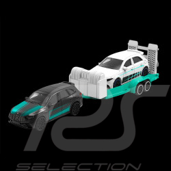 Mercedes-AMG GLC 63 S + Mercedes-AMG A35 Set On Trailer Black / Blue / White 1/64 Majorette 8502103000