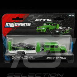 Mercedes-AMG G63 + Mercedes-AMG GT63 Set On Trailer Black / Green / White 1/64 Majorette 8502103000