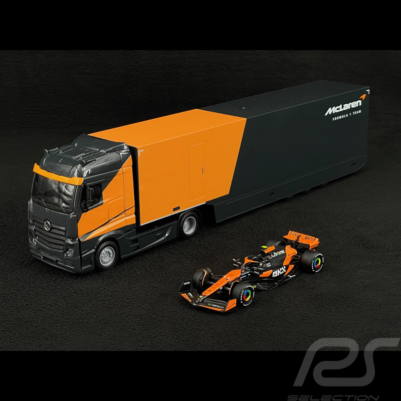 Lando Norris McLaren MCL38 n° 4 Mit LKW Mercedes-Benz Actros 2 F1 2024 1/43 Bburago 38401