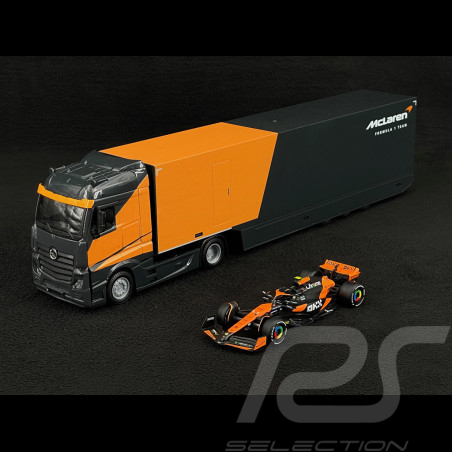 Lando Norris McLaren MCL38 n° 4 Avec Camion Mercedes-Benz Actros 2 F1 2024 1/43 Bburago 38401