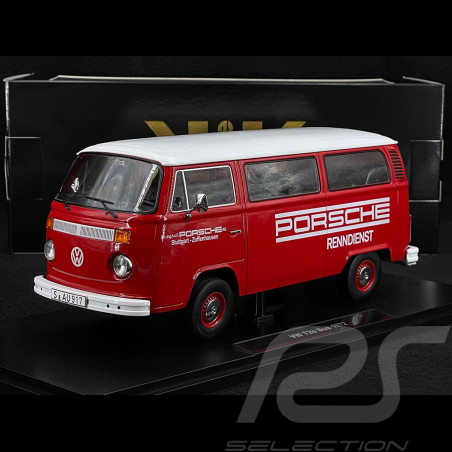 Volkswagen Combi T2 Bus Porsche Renndienst Stuttgart Zuffenhausen 1972 Rouge / Blanc 1/18 KK Scale KKDC181364