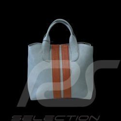 Handtasche n° 20 aus Leder Hergestellt in Italien Hellblau / Orange
