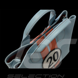 Handbag n° 20 in Leather Made in Italy Light Blue / Orange
