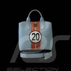 Handtasche n° 20 aus Leder Hergestellt in Italien Hellblau / Orange